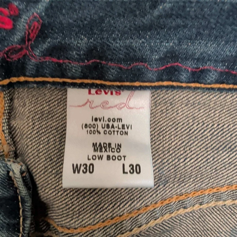 Levi's Red Low Boot Mens 30x30 Blue Distressed Patchwork Jeans